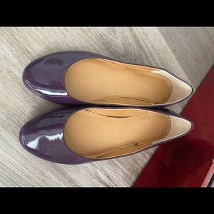 J. Crew Purple patent leather flats w/ gold heels